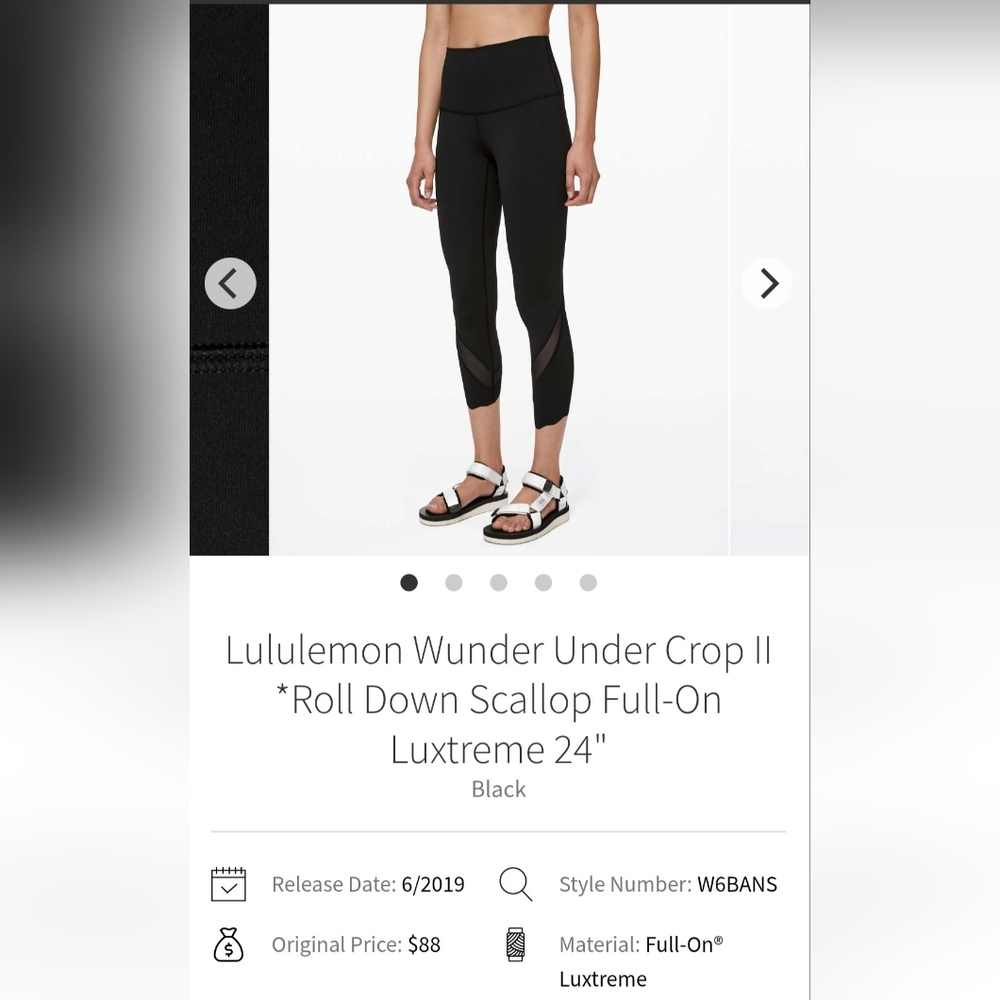 Lululemon Athletica Black Wunder Under Crop II Leggings